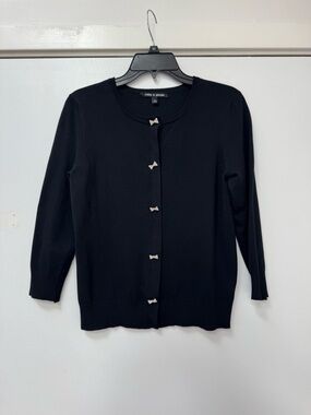 Cable & Gauge Black Knit Top with Subtle Decoration